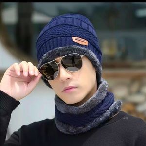Women man winter hat and scarf set